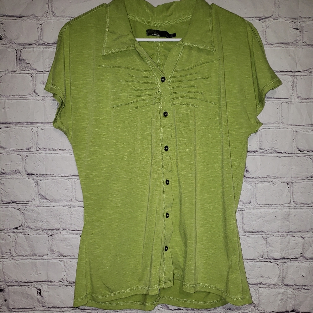 Prana Button Down Ruched Back Top